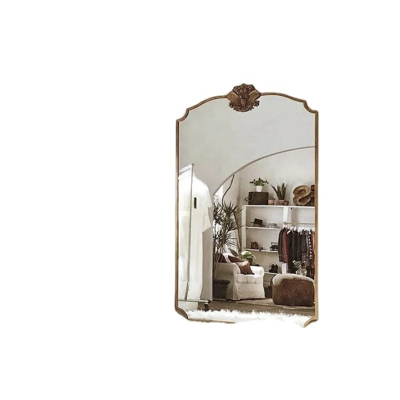 Explosion-proof large gold frame foil old luxury french design antique mirror bedroom floor mirror