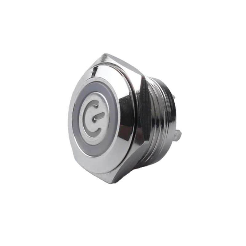 16MM  With Power Symbol Illuminated Short Waterproof Metal 4Pin Push Button Switch