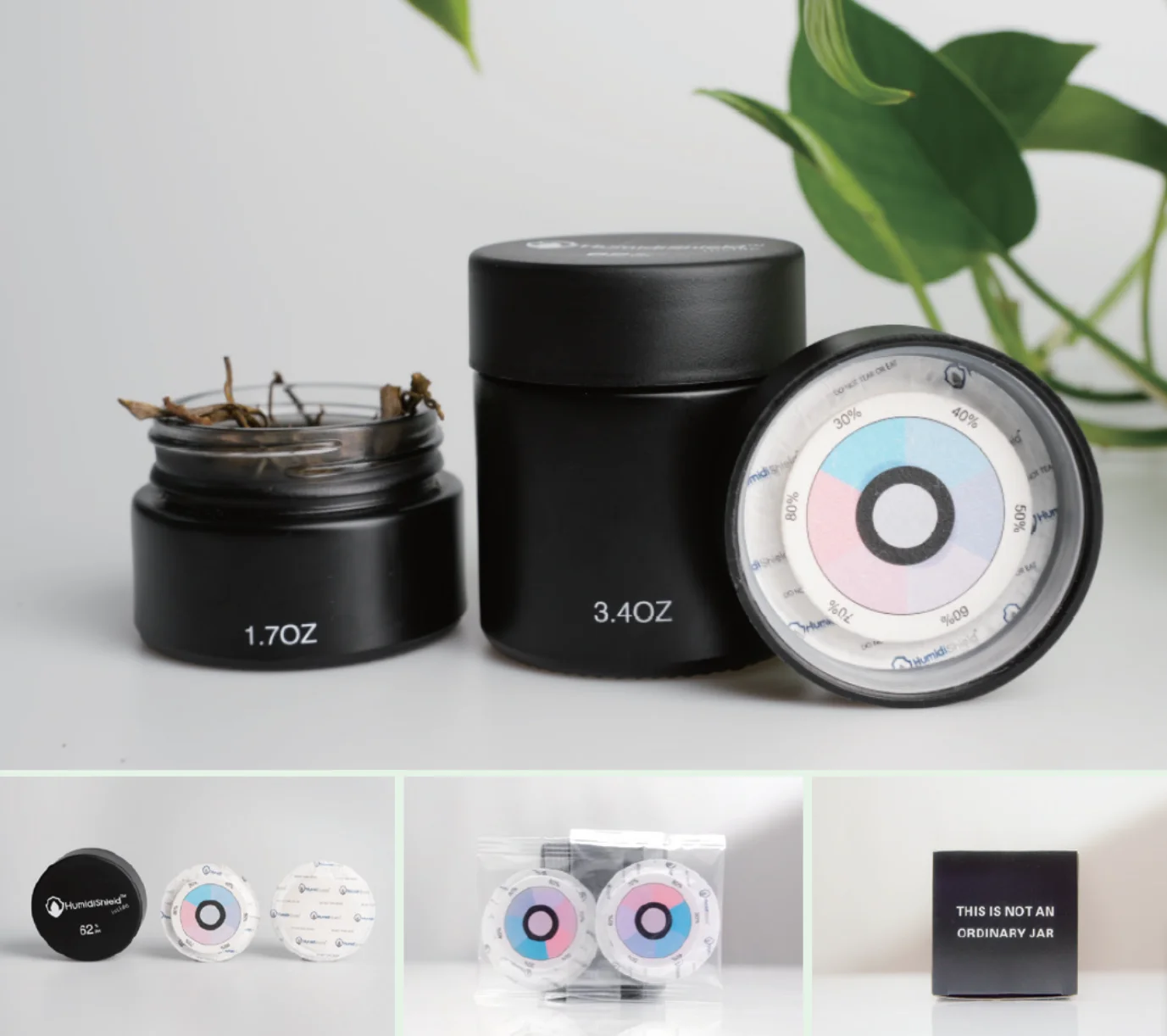 RH 62% Herbs Jar Powered 2-way Humidity Control Disc, Curing & Storage Airtight Jar, humidity control jar