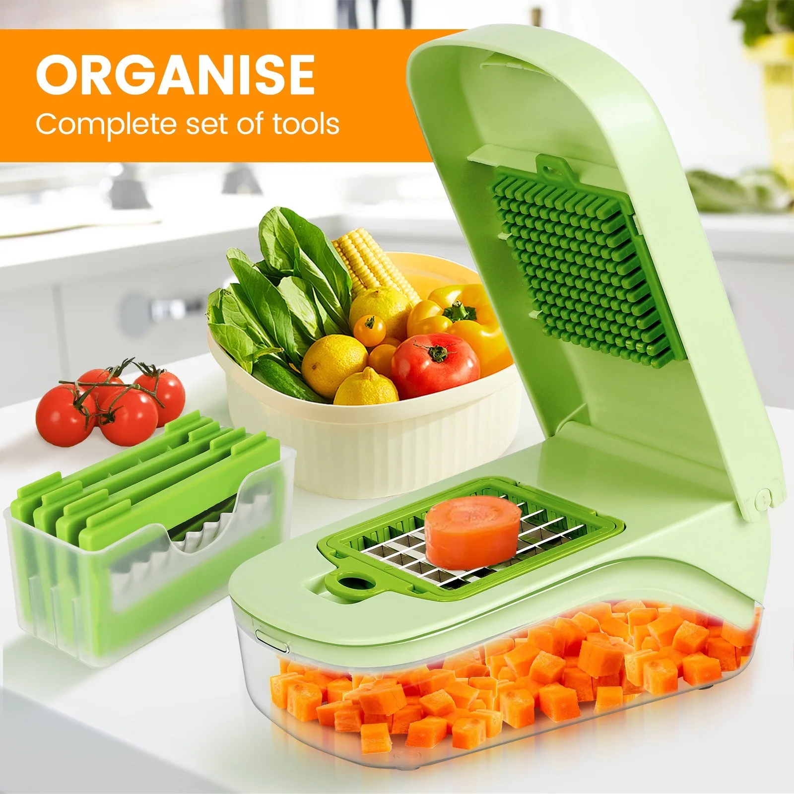 Superior Quality Multi-Function 17 In 1 Steel Kitchen Household Radish Potato Vegetable Chopper Slicer Dicer Cutting Grater
