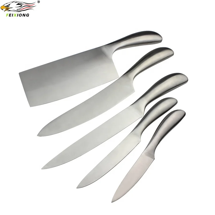 Professional 5pcs Kitchen Knife Set With Hollow Handle Stainless Steel Sharp Chef Cleaver Utility Fruit Meat Knife