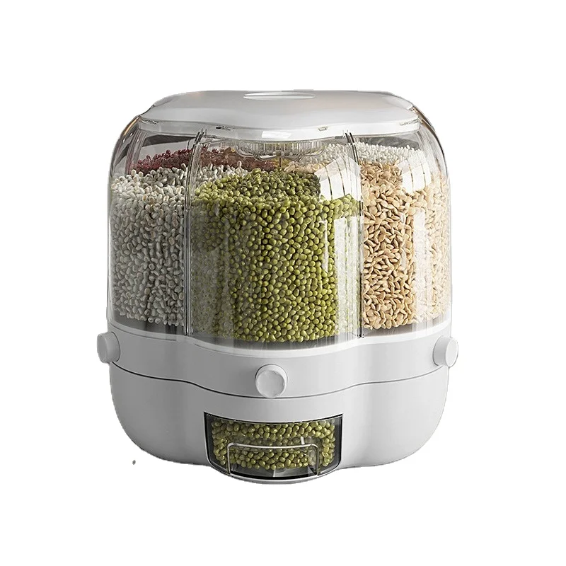 Divided Rice Bucket Rotating Grain Rice Storage Box Insect-proof and Moisture-proof Kitchen Food Storage Containers Carton 27*26