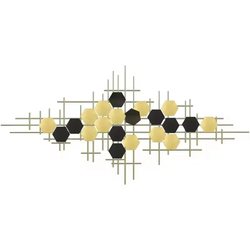 200*97cm Creative design horizontal wall mounted art 3d decors large gold metal wall decor for living room