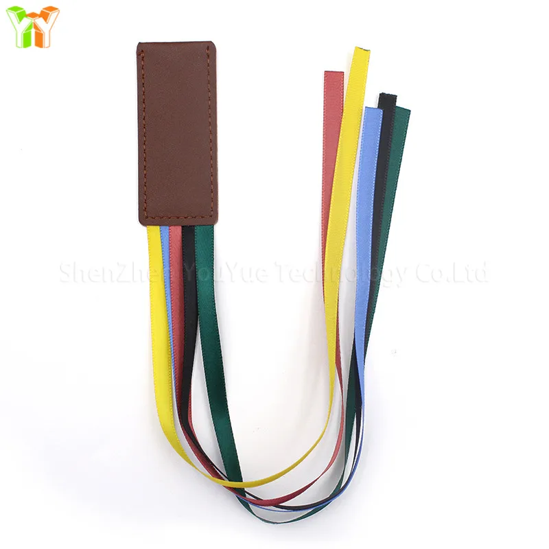 Искусственная кожа Закладка для книги украшенные цветными ленточками мульти лента страничная книг