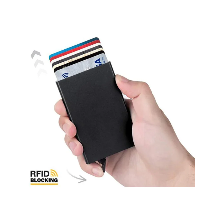 Anti-theft ID Credit Metal Card Holder Porte Carte Thin Aluminium Metal Wallets Pocket Case Bank Automatic Pop-up Card Holder,