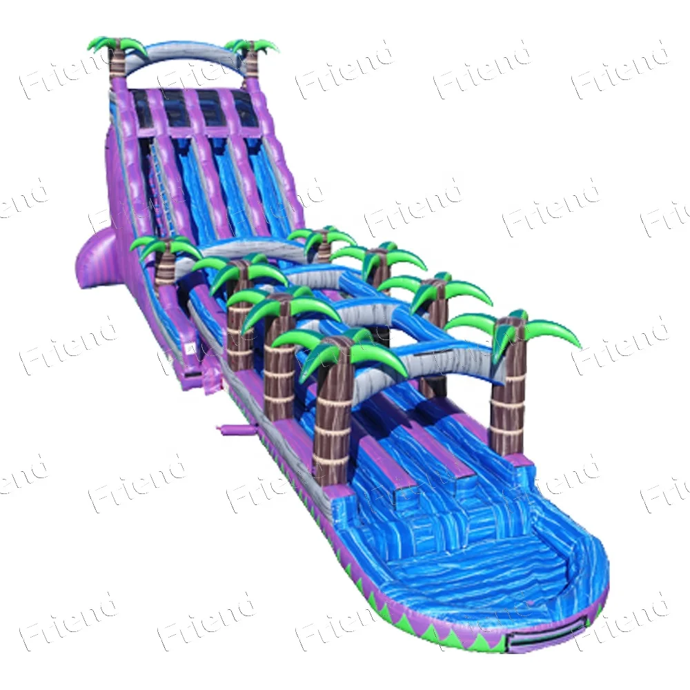 24FT TRIPLE LANE PURPLE PARADISE Inflatable Water Slide For Sale