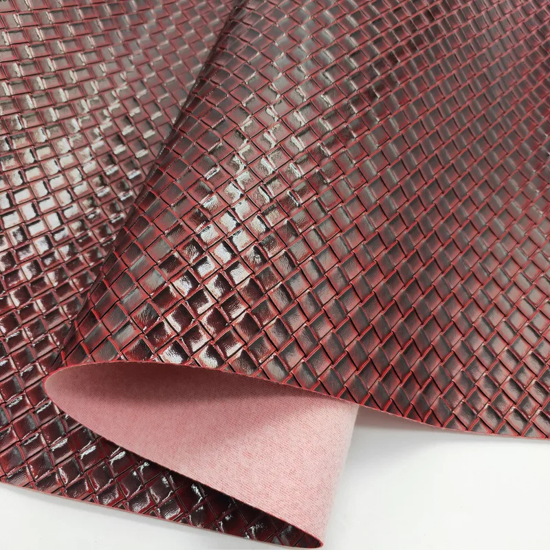 New PVC Weave pattern Emboss Vintage Two-tone color Knitting Artificial Faux Leather Fabric for Shoe, Jewel Pack, bag, Luggage,