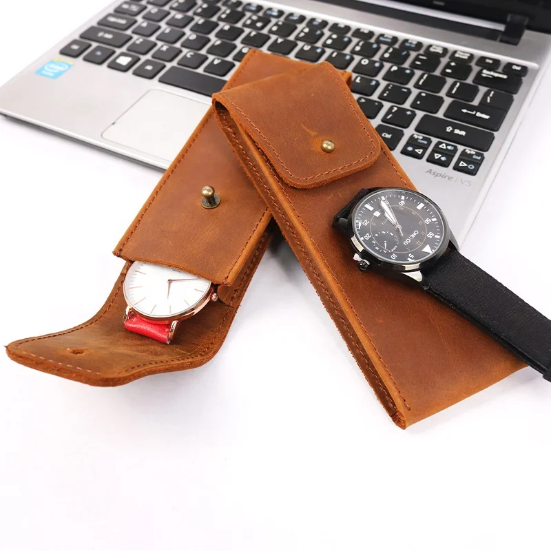 CHANGRONG Custom Handmade Single Leather Watch Pouch Case