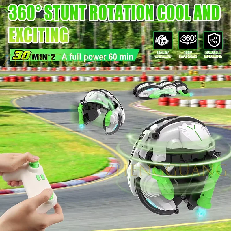 Zhengguang Toys 2.4G 6 Channel Remote Control Rolling Stunt Vehicle 360 Roll Rotation Deformation Rc Car Toy With Light