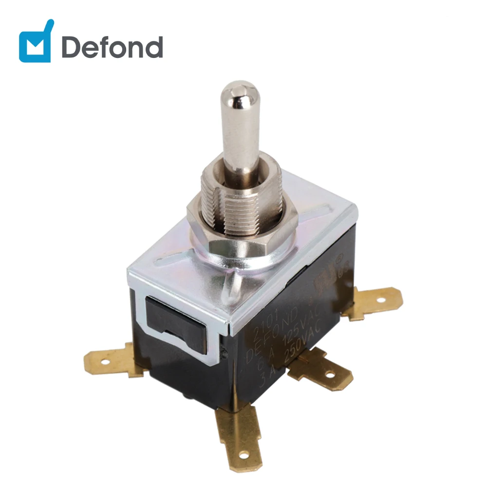Quick action Defond 3A 6A 250vac 4 pin t65 1P2T Toggle switch DTW-1206-YR-07 IP30 Toggle switch on-off