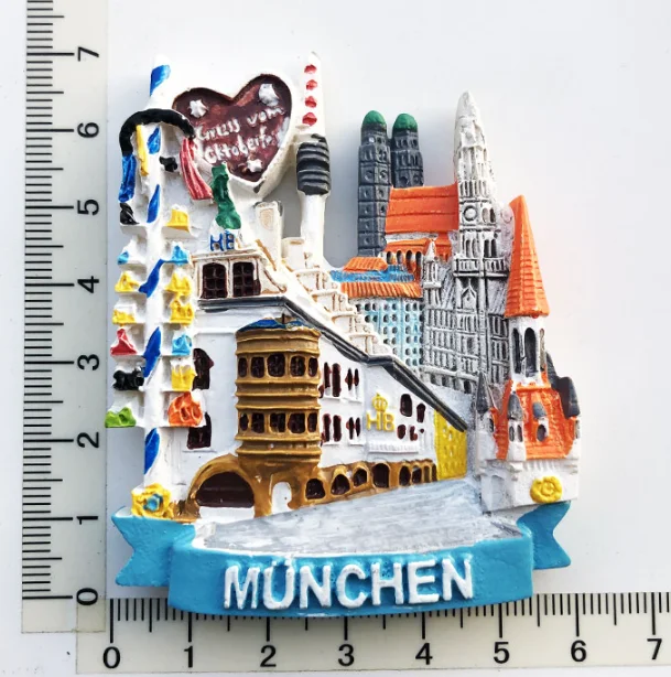 German attractions tourist souvenir resin painted Munchen refrigerator magnet