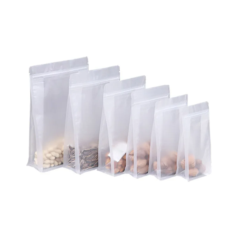 Factory Wholesale Moisture-Proof Doypack Stand Up Pouch Brown Kraft Paper Clear Window Zip Lock Plastic Bag Tea Snacks Plain