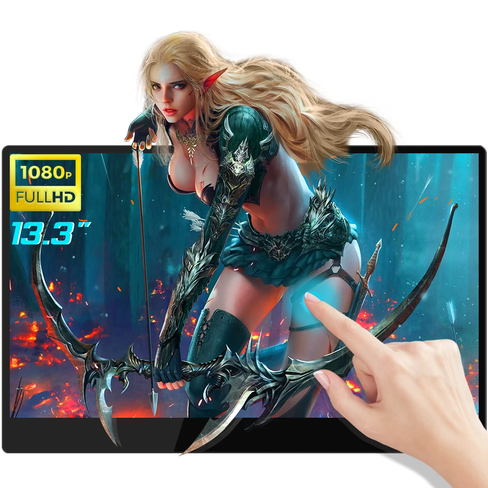 Sibolan 13.3 inch 1080P Full HD  ips display usb portable monitor capacitive touch screen for laptop car video ps4 smartphone