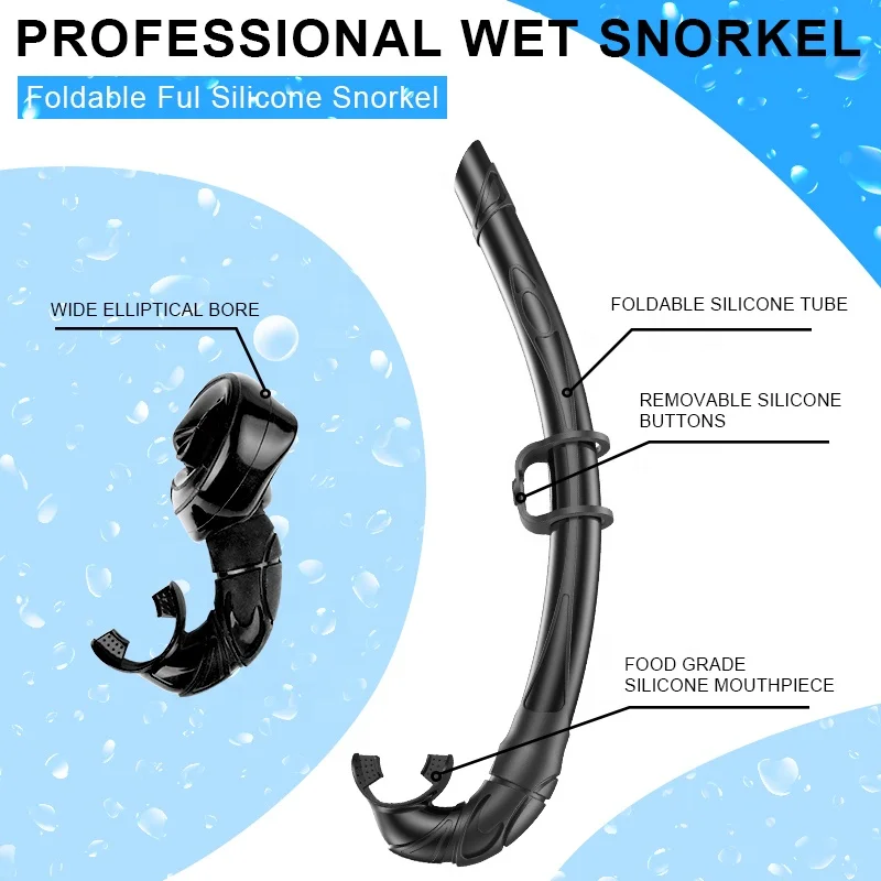 SKTIC Oem Foldable Silicone Snorkel Set Scuba Diving Equipment Wet Snorkeling Set Diving Mask Snorkel With Fashion Design
