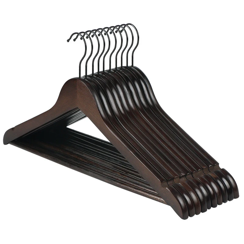 High Quality Wholesale Custom Clothes Hanger Dark Wooden Hangers For Clothes And Coats