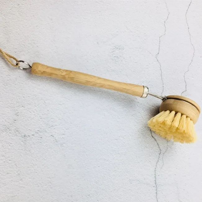 Natural Bamboo Handle Pot Cleaner Dish Brush with replacement head