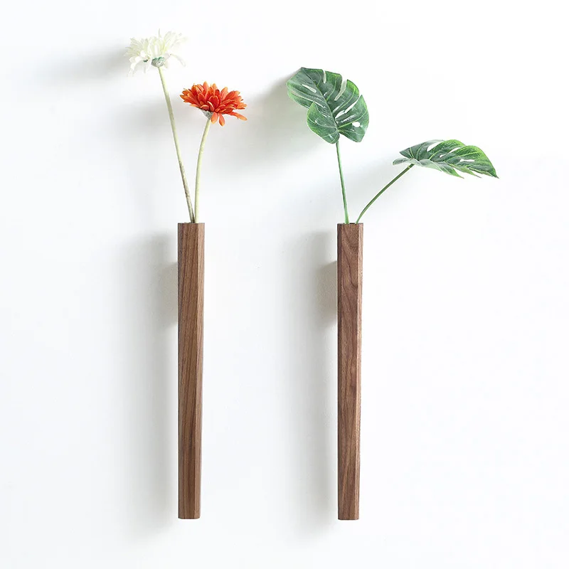 Wall Hanging Hydroponic Plants Glass Planters Test Tube Flower Vase For Home Garden Decoration Wooden Stand Glass Terrarium