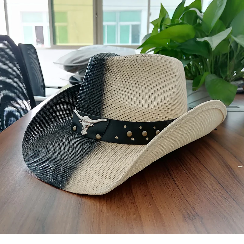 Мужская бумажная соломенная ковбойская шляпа 1803C, американский флаг США, соломенная шляпа с рисунком, волнистые поля, флаг США, соломенная ковбойская шляпа