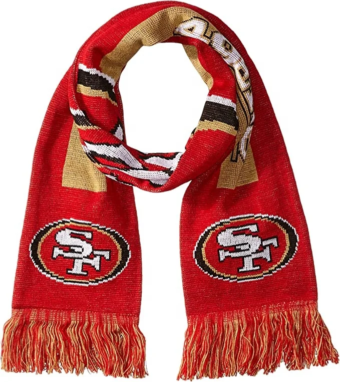 Custom NFL 32 Team San Francisco 49ers Big Logo Acrylic Knitted Scarf