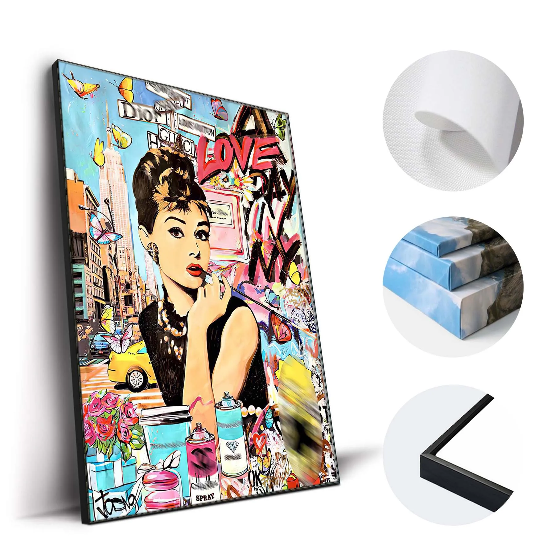 Movie Poster Prints Audrey Hepbum Painting Graffiti Street Art Series 2 Hd Print Canvas Cartoon Painting for Home Decor