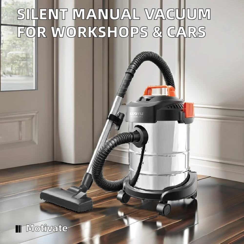 Silent Manual Vacuum Cleaner for Workshop Factory Warehouse Use Bagless Cyclone Wet Dry Industrial Vacuums Hand-Held US Plug