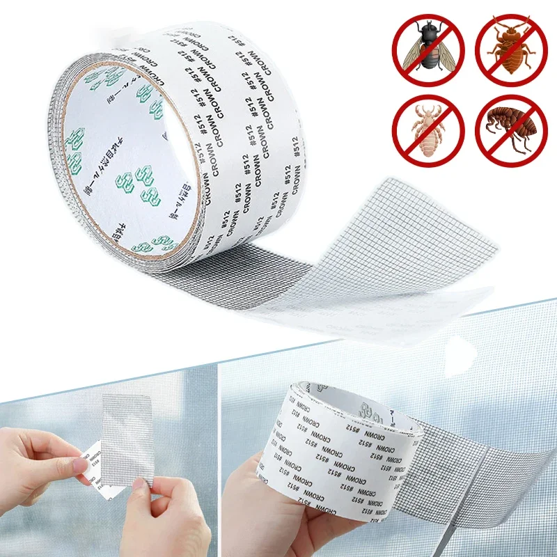 Fiberglass Window Screen Repair Kit with 5cm*2M Adhesive Tape Covering Mosquito Torn Window Net