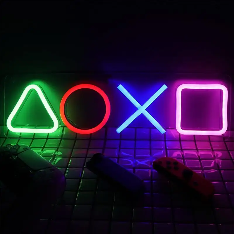 
Gaming Neon Lights Signs for Playstation Icon Bedroom Wall Decor, USB Powered Switch LED Neon Light 
