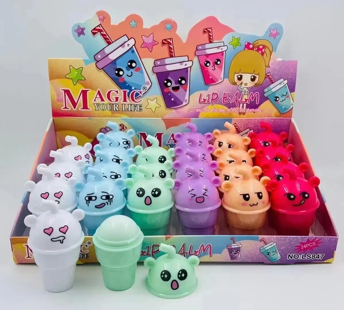 New MAGIC Cartoon 24 lipstick Fruit lipstick Lip Care Moisturizing Long lasting Moisture Wholesale
