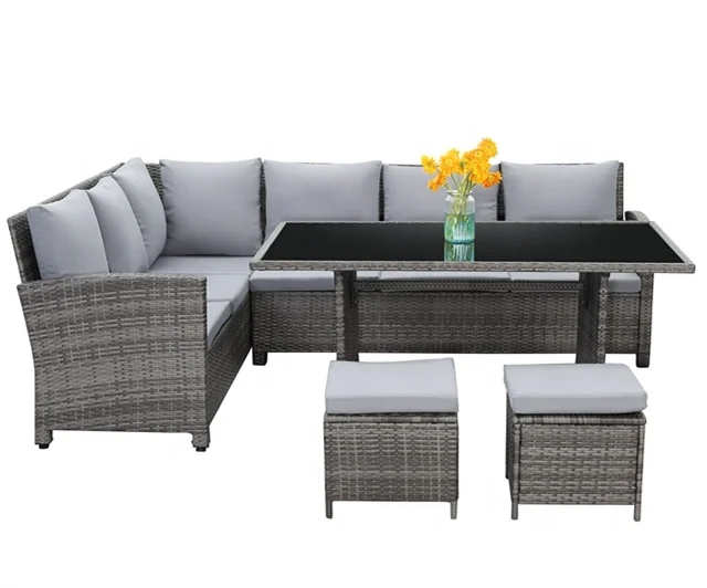 Садовый диван из ротанга, плетеная уличная мебель из ПЭ с металлической рамой, роскошный модульный комплект мебели K/D, 2 года