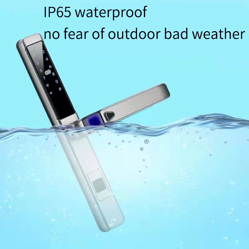 Digital waterproof Outside Sliding Door Handle Password Fingerprint Tuya App Remote Unlock Smart Door Lock