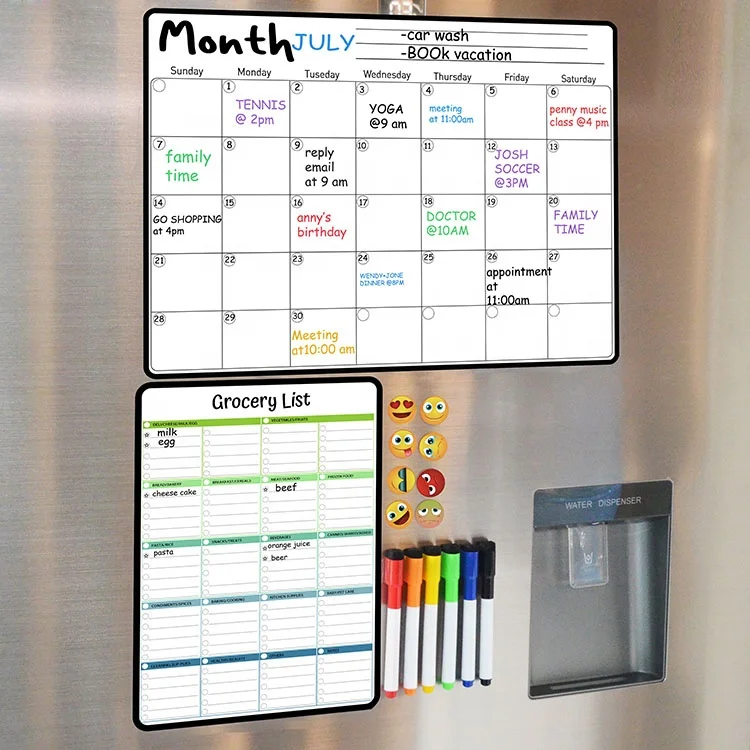 Magnetic Dry Erase Refrigerator Calendar Waterproof Dry Erase Board Magnetic Planner