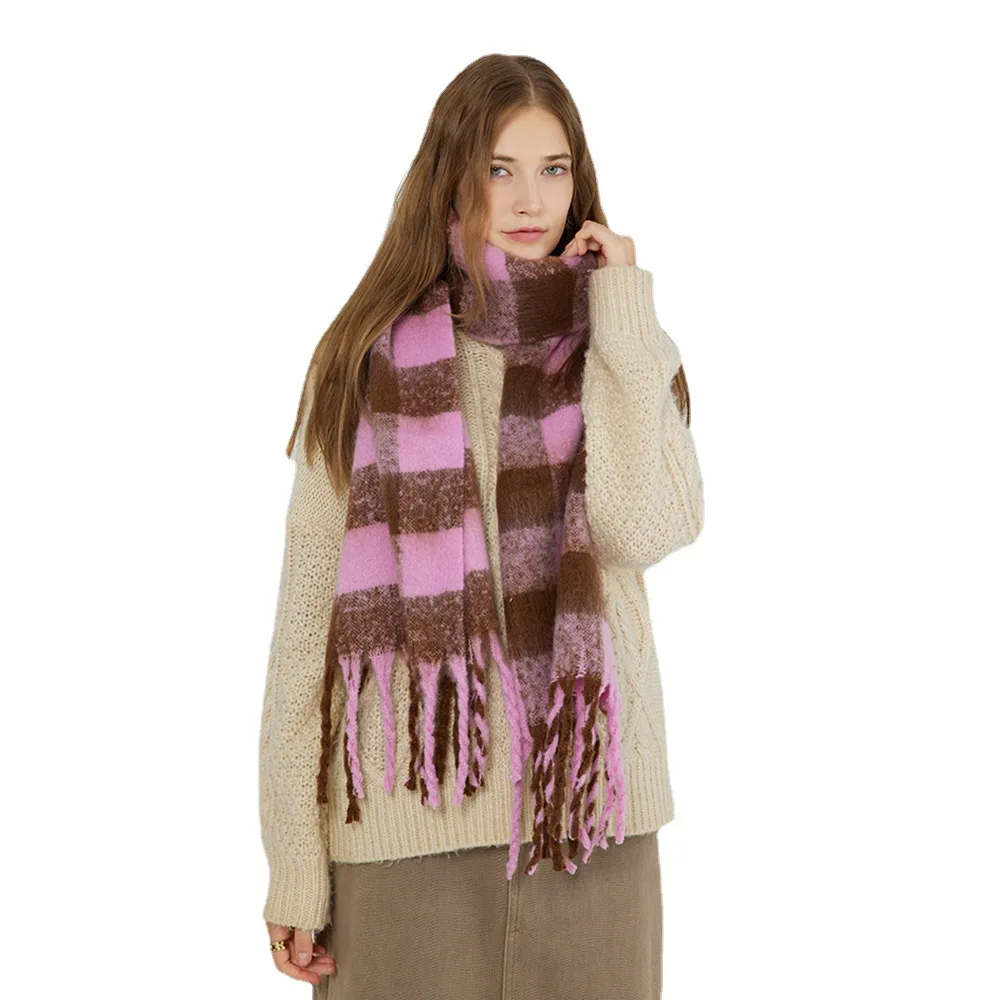 Wholesale high quality plaid pashmina Women Wrap Shawl tassels cashmere scarf ladies fashion scarf