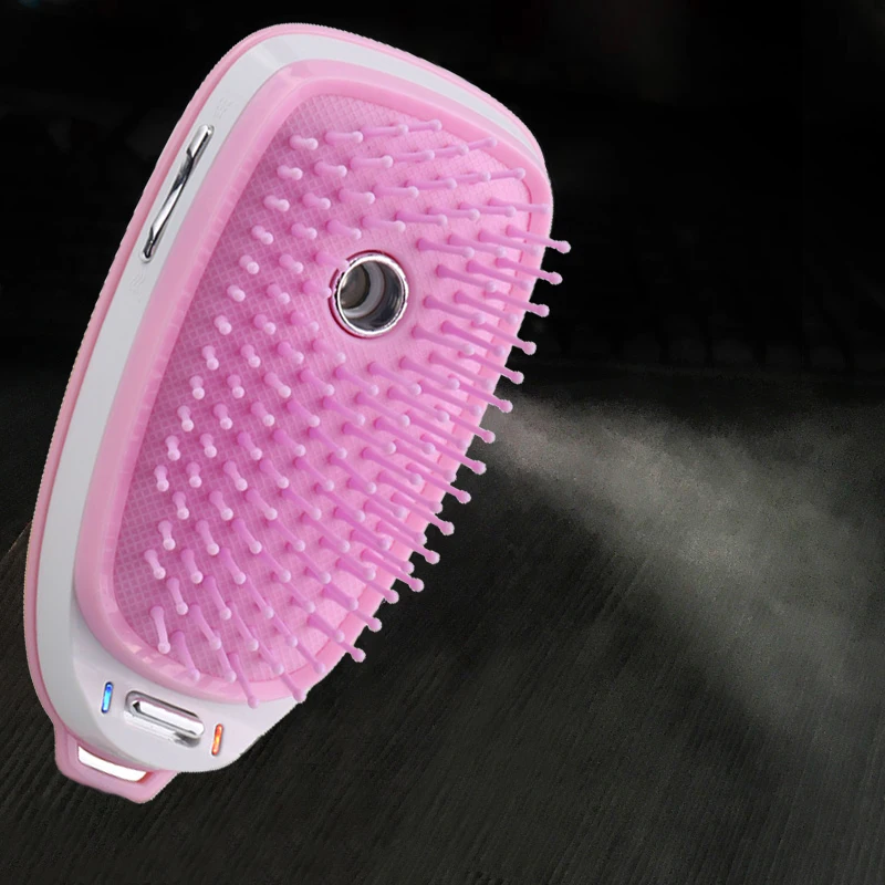 Portable frizz-free easy shine hair smooth combs nano mist steam sprayer electric vibrating scalp massage hair brush comb