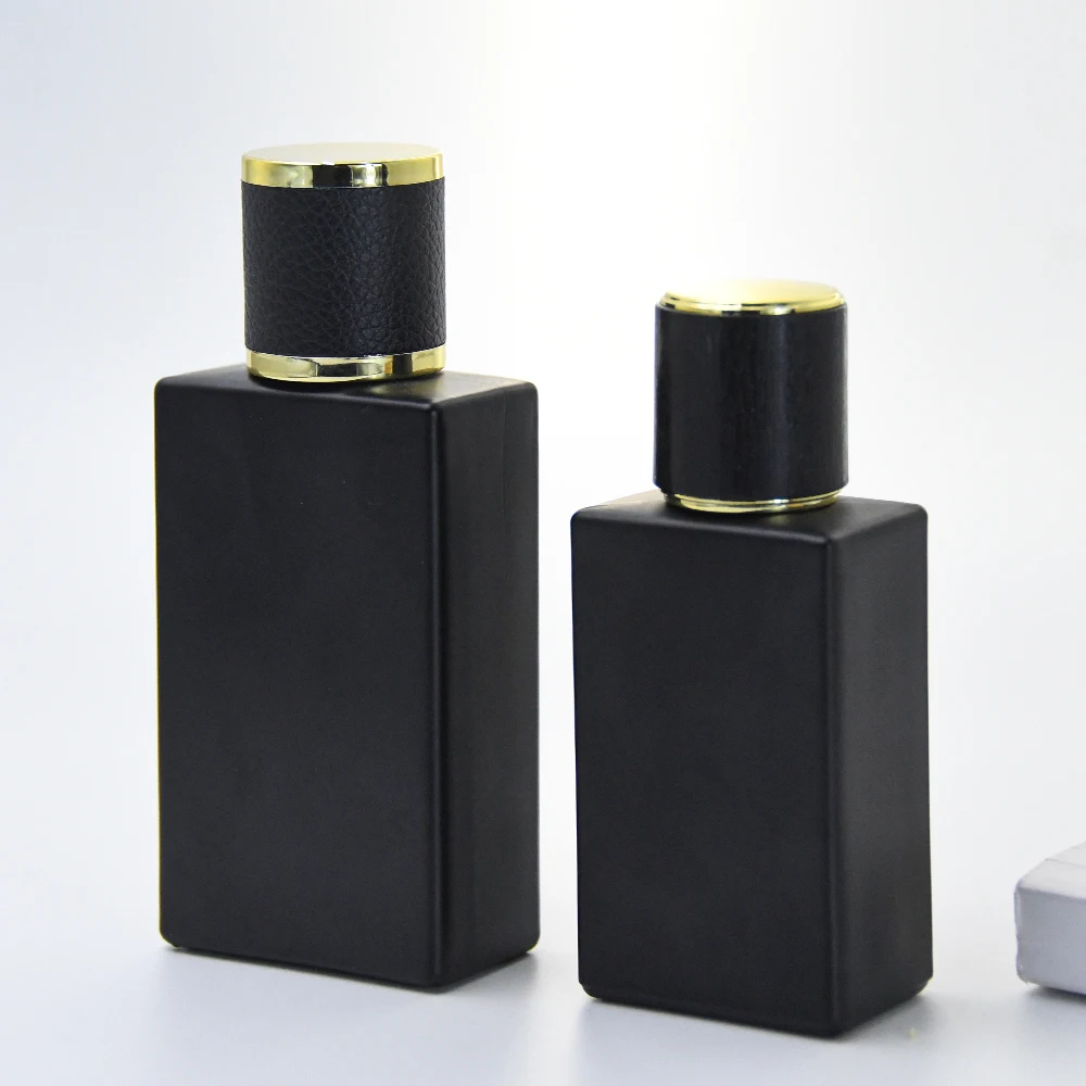 30ml 50ml High Quality Woman Man Cosmetic Empty Luxurious Matte Black Square Glass Perfume Bottle