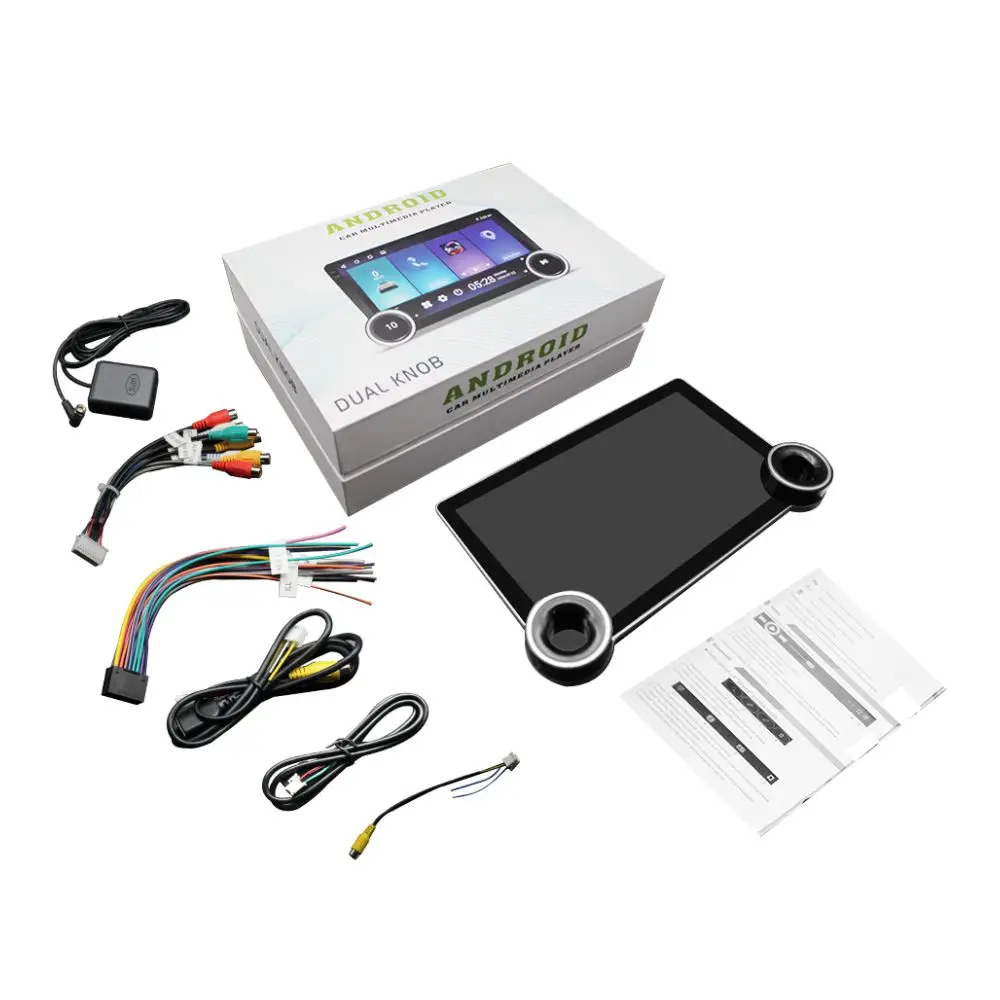 New products  car radio dual knob  Auto QLED 2K Screen Single Din Car Stereo With Carplay Android Auto   FM EQ Aux In+ Mic