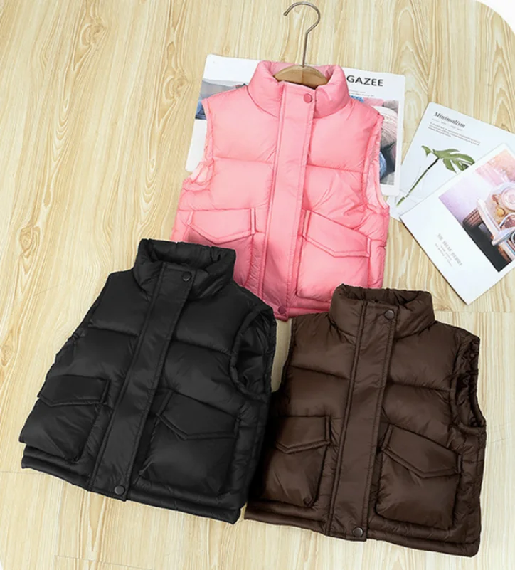 Newest Boys Girls Down Vest Coat Winter Puffer Vest For Kids Sleeveless Jacket Zip Up Outwear for Toddler
