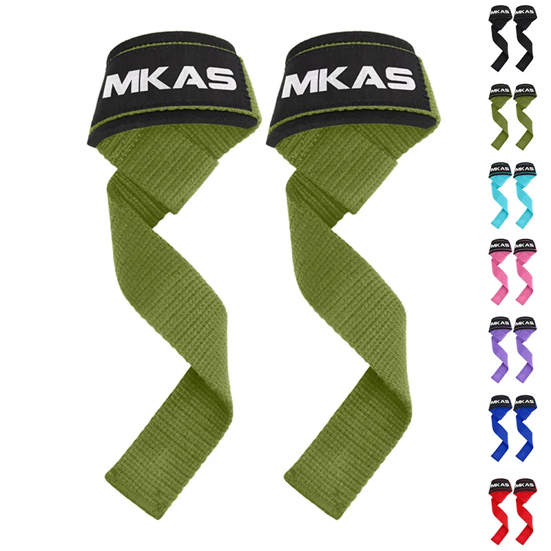 MKAS Green Custom Logo Eva Leather Ankle Neoprene Knee Sleeve Wrist Wraps Weight Lifting Belt Hooks Wrist Straps