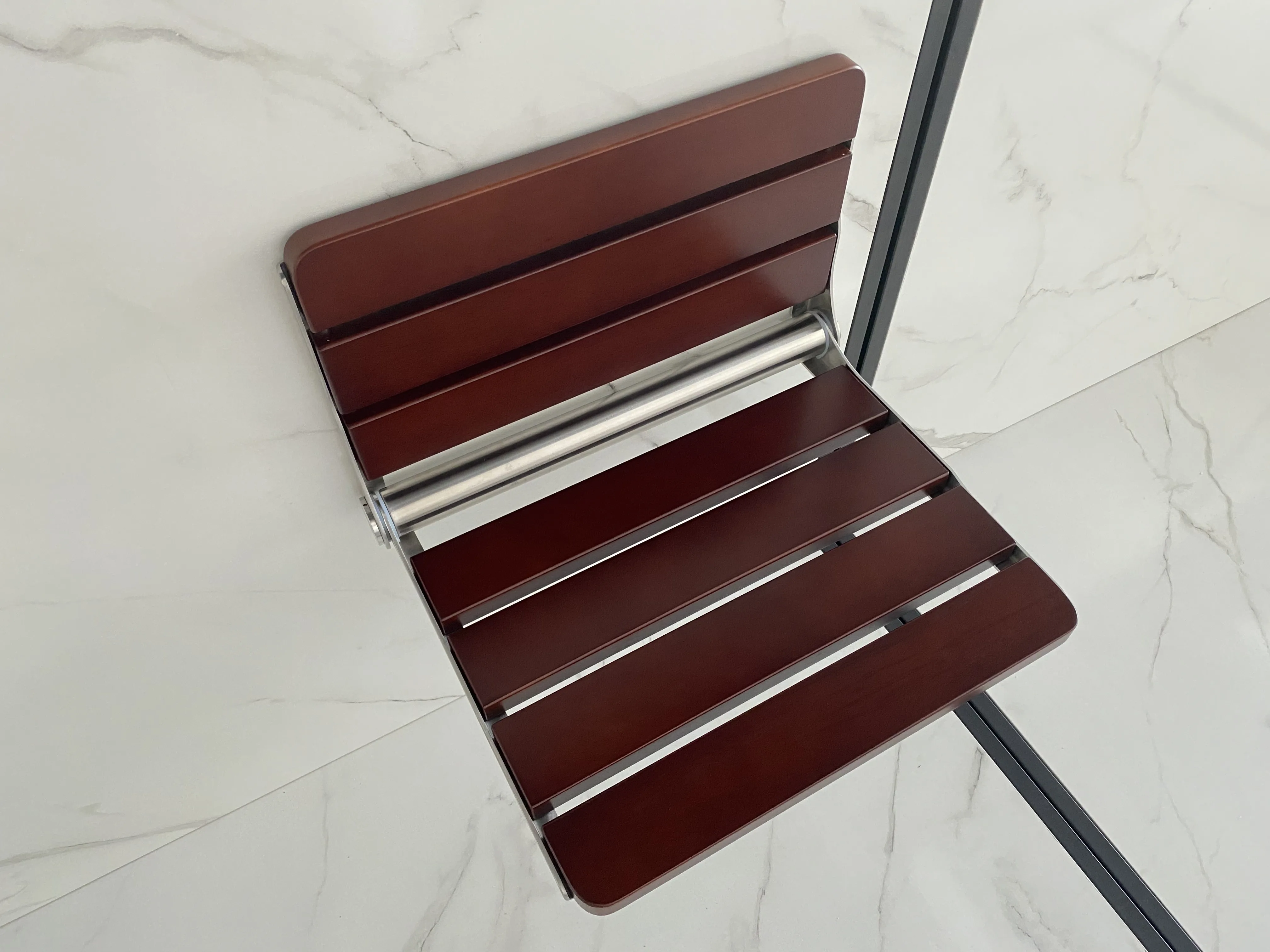 Custom Easy installation Bathroom Folding Shower Seat Wall Mounted Home Care Bathroom Bench Foldable Wooden Shower Seat