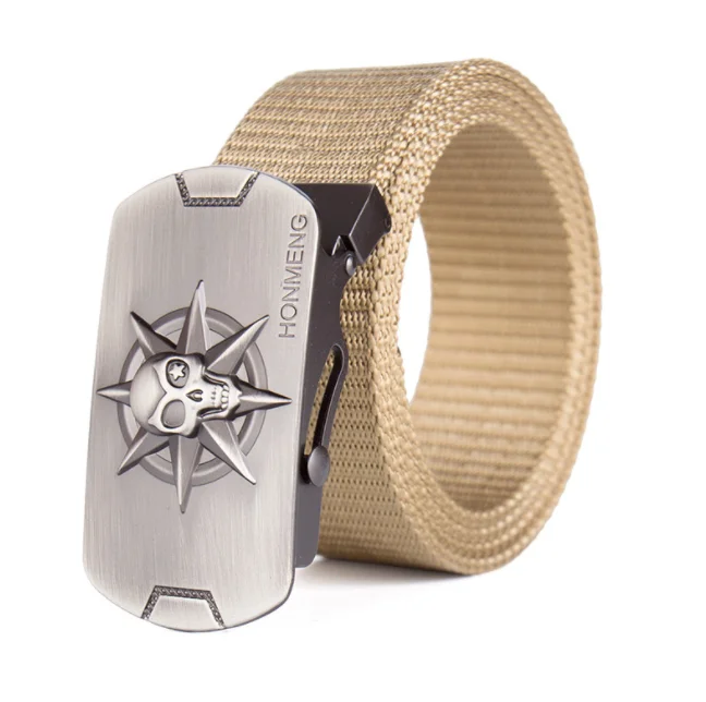 Thickened Tank Pattern Nylon Canvas Belt Sports Outdoor Automatic Buckle Casual Belt