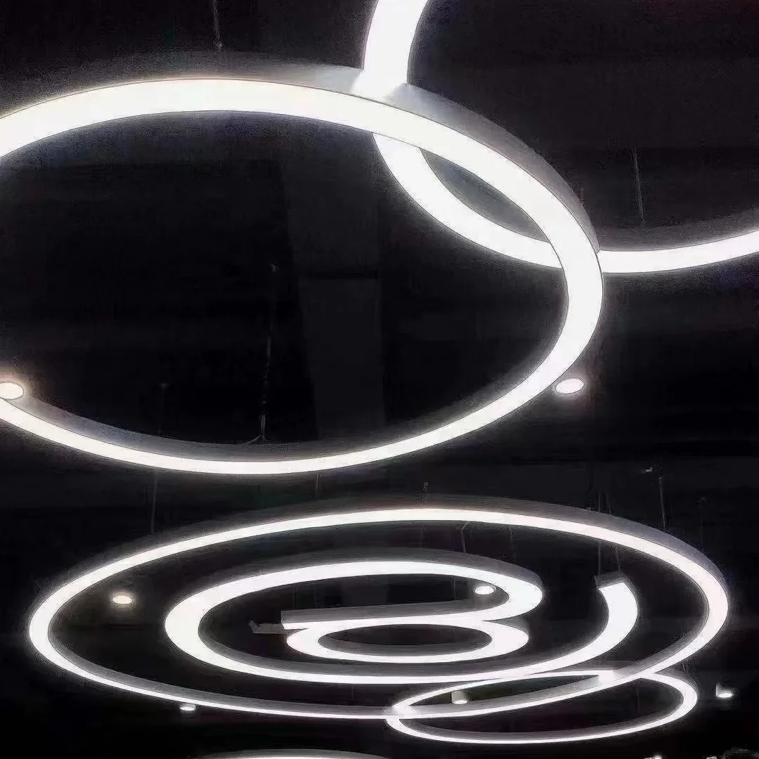 100W Circular Pendant LED Ring Light round Aluminum Profile Extrusion LED Crval D1200mm White Emitting for Office Lightings