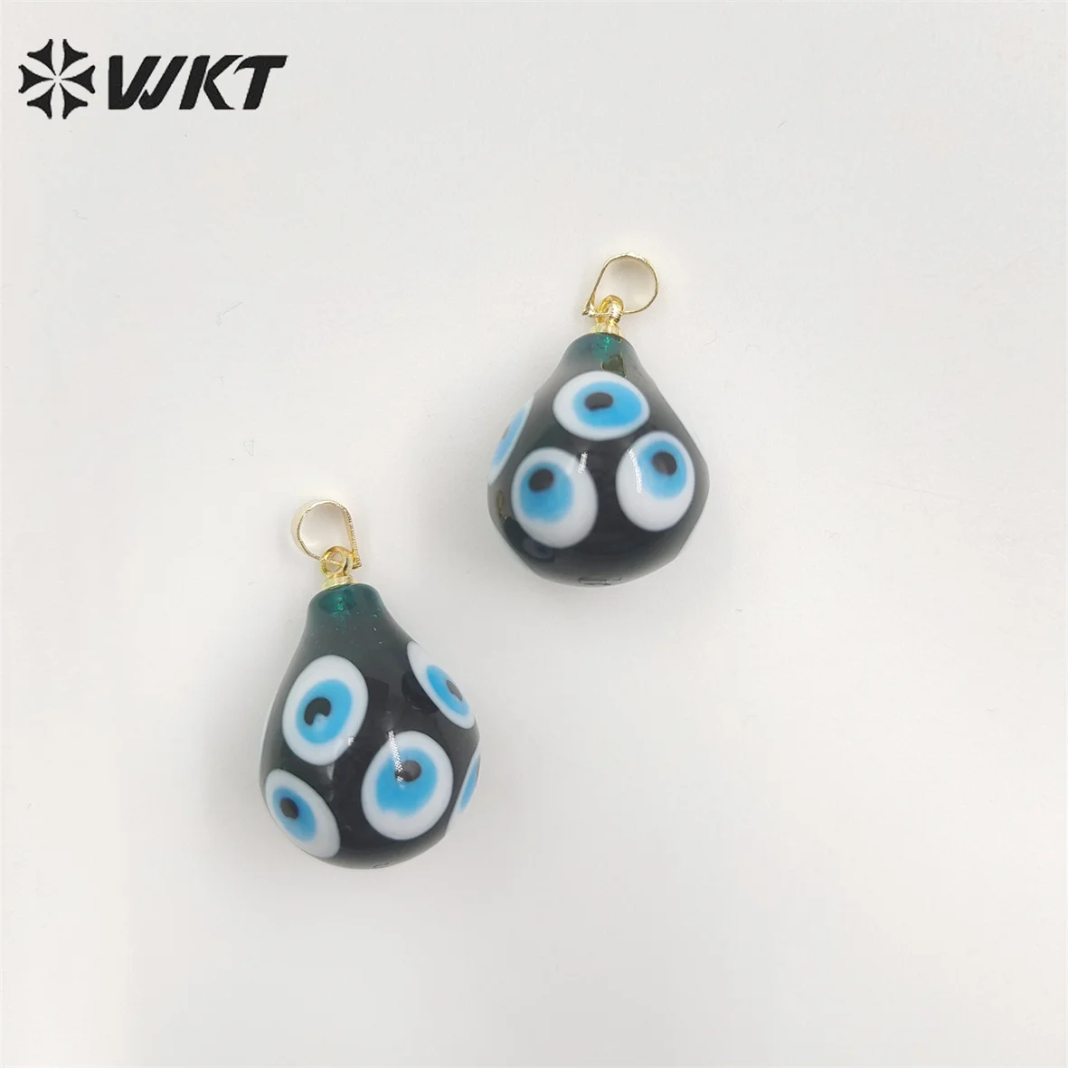 WT-P1887 Wholesale fashion evil eye drop pendant gold jewelry accessory teardrop ceramic Turkey eye pendant for earringm making