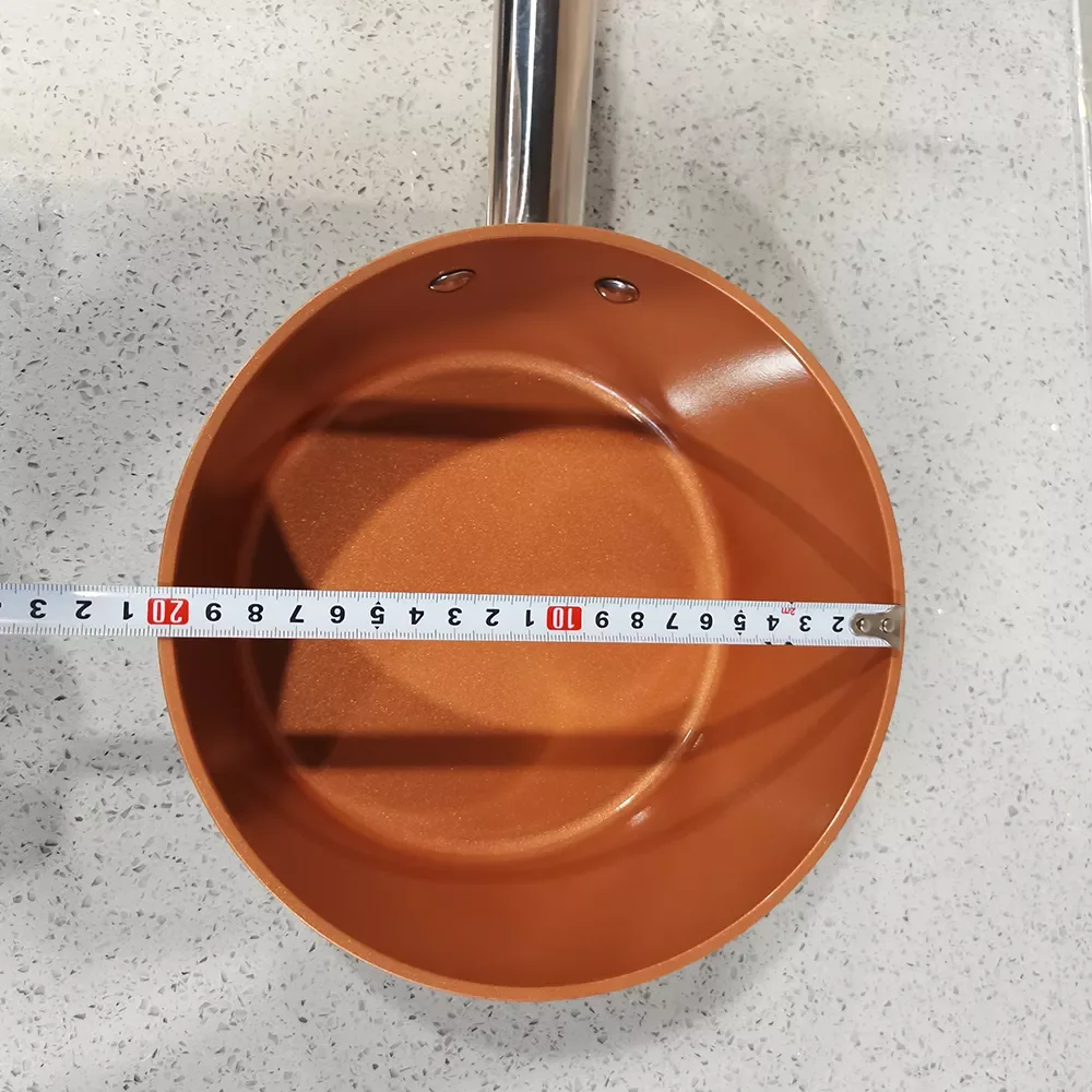 Copper Ceramic Coating Cookware Set with SS handle  Wok Pan and Fry Pan with Lid Nonstick Copper saucepan sets