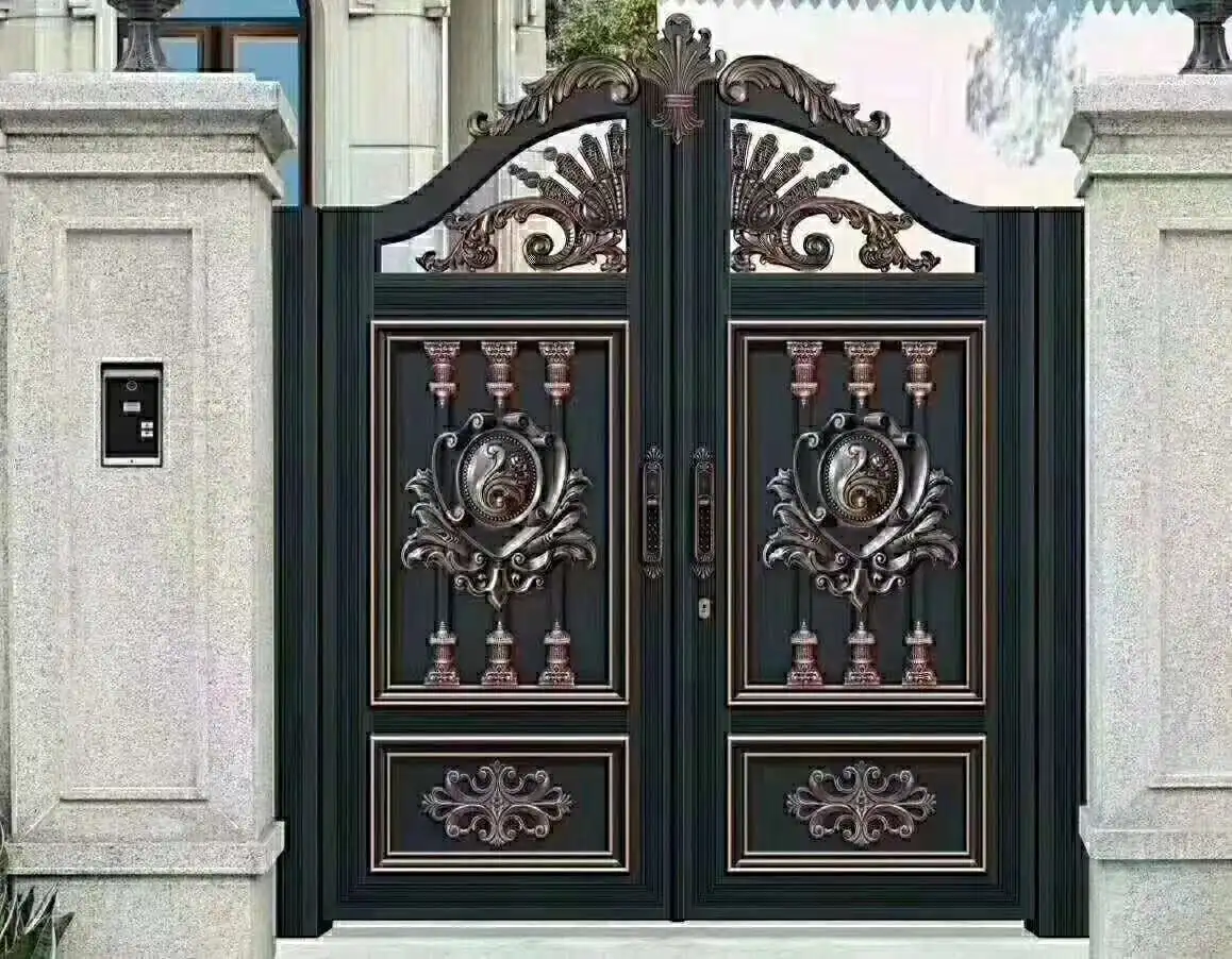 factory automatic sliding gate with small swing door aluminum steel electric swing gate with opener remote control for building