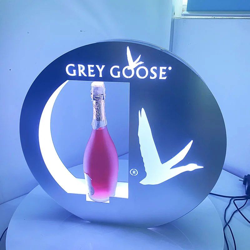 2024  OEM Mirror LED Bottle Glorifier Grey Goose Bottle presenter for Party Night Club