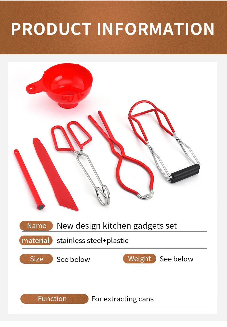 kitchen Home Jam Maker Tools 6 Piece Canning Kit Lid Lifter Bubble Popper Canning Supplies Starter Kit DIY Jam Making Helper