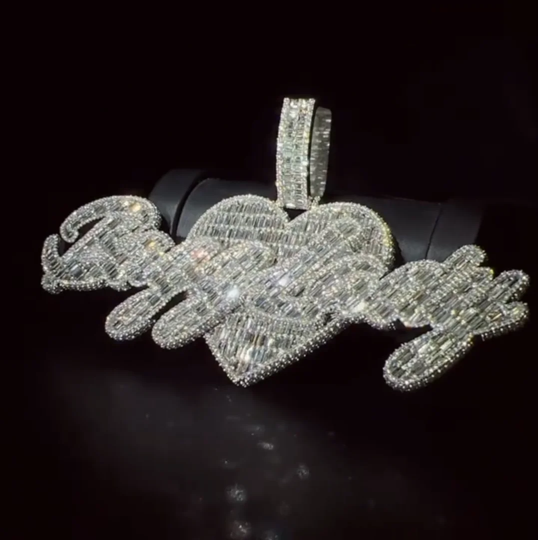 Hiphop Custom Moissanite Pendant Iced Out 925 Sterling Silver Star Bail 3D Eagle Name Pendant Moissanite Letter Pendant