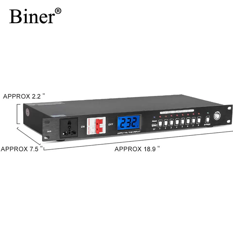 OEM D628 Professional 9 Channel Audio Power Sequencer For Karaoke Sound Speaker System