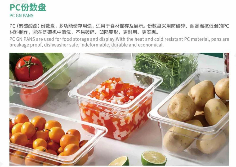 Hot Food Storage Box Pc Food Pan Polycarbonate Gn Containers Plastic Transparent Food Plate