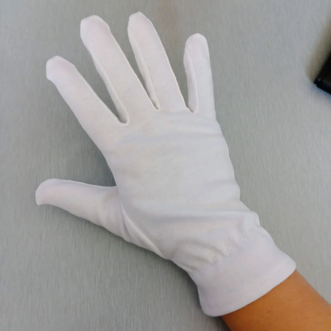Soft White Cotton Gloves Waiter Funeral Etiquette Jewelry Polyester PVC dots button Ceremonies Parades Uniform Sweat absorb