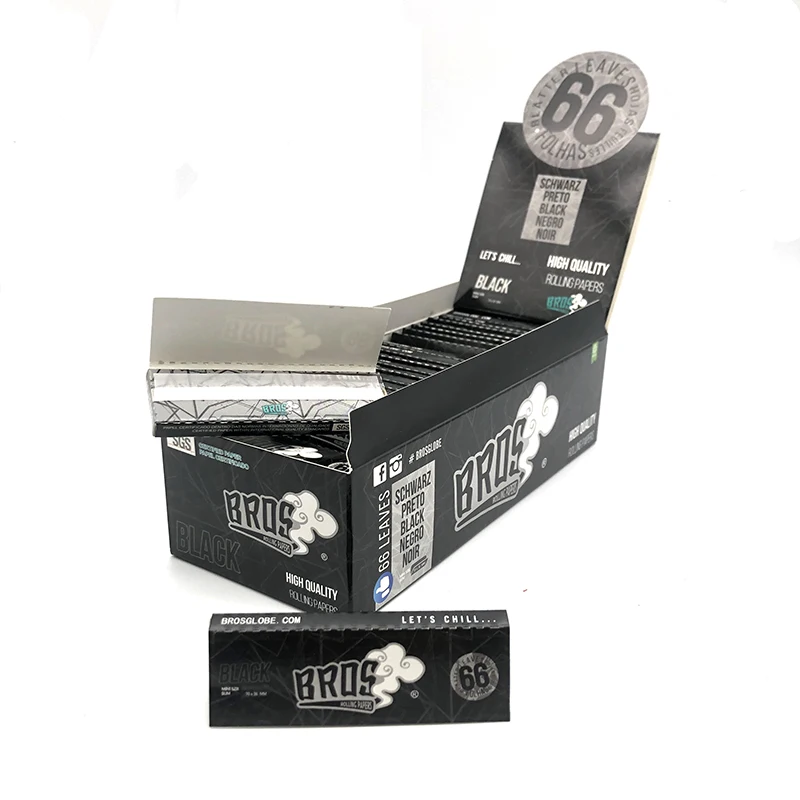 2022 popular bros rolling paper 66 Leaves king slim size - bros BLACK  66L 70*36MM SMALL SIZE